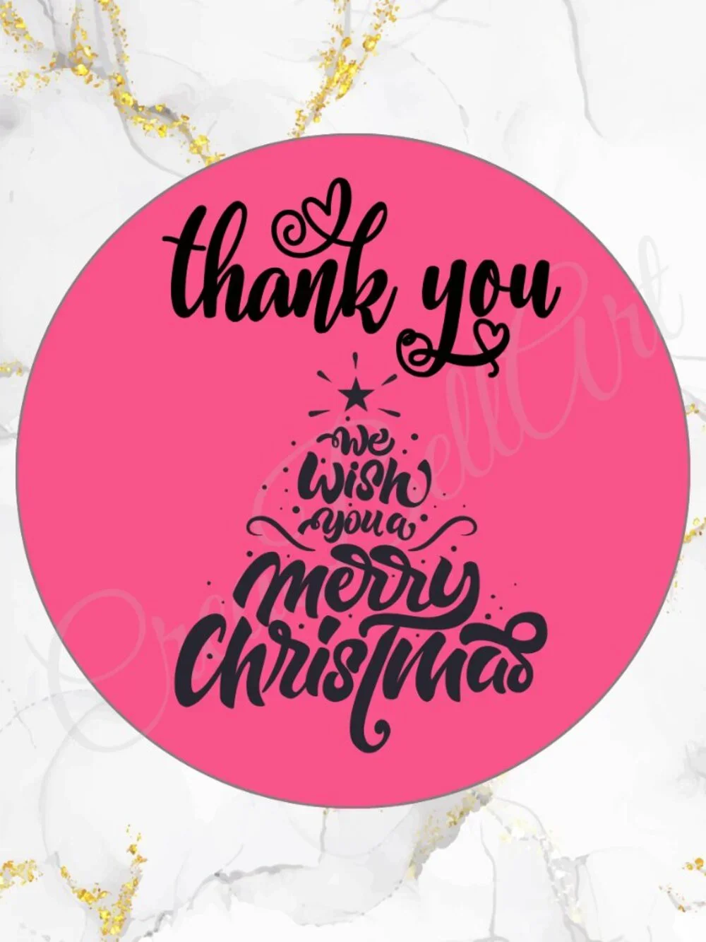 100 Christmas Thank You Stickers –Merry Christmas Tree Design